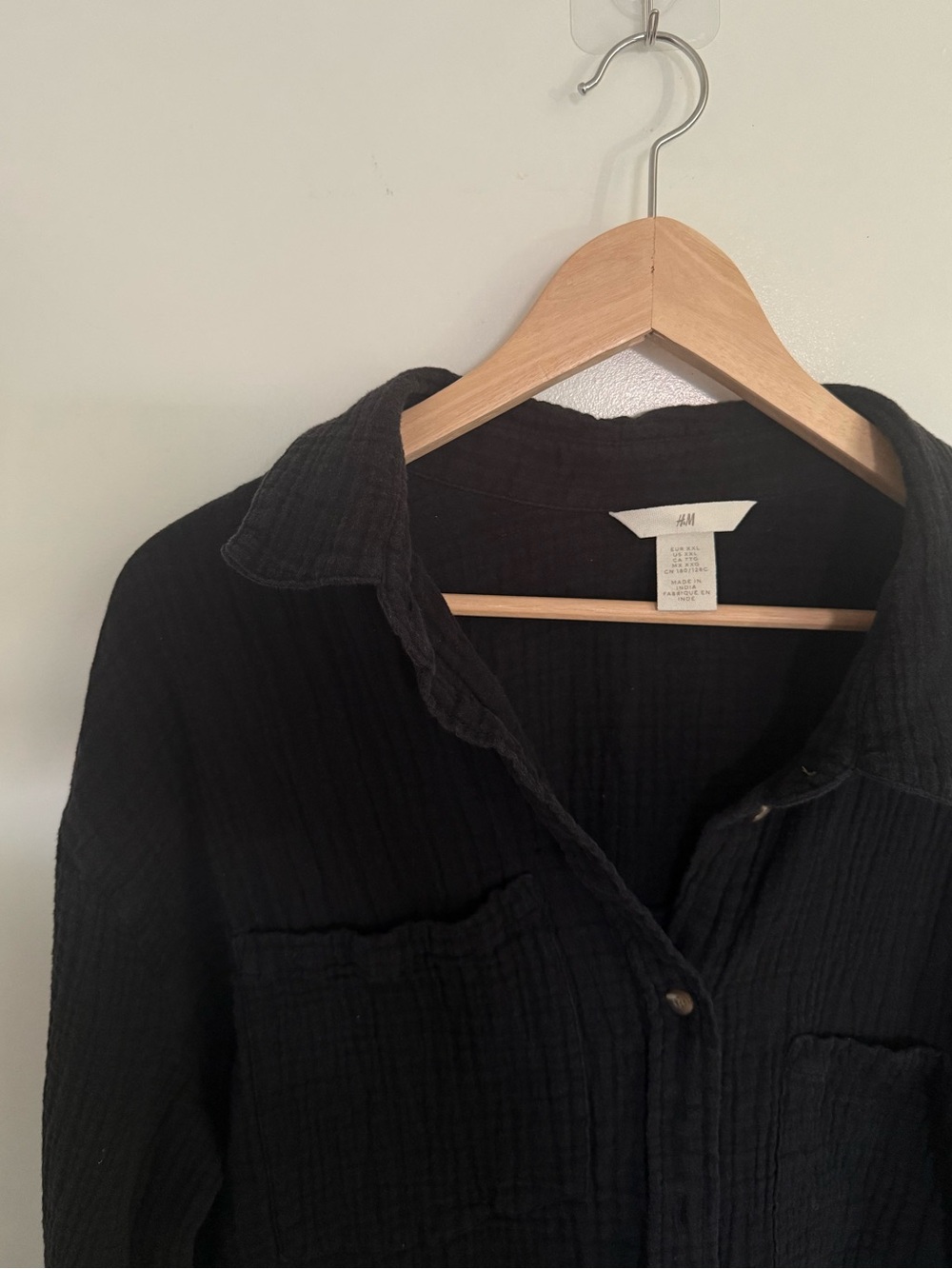 H&M Black Muslin Button-Up Shirt